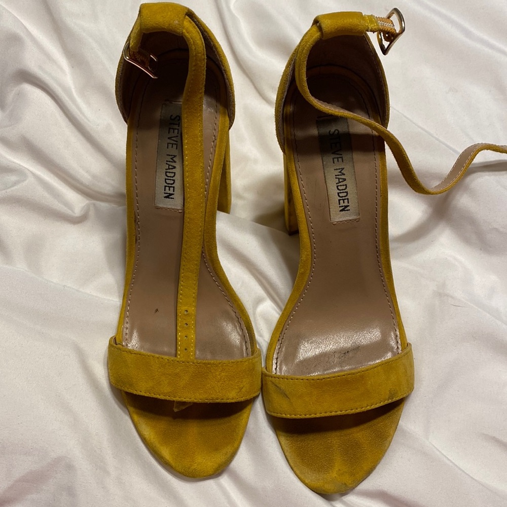 Steve Madden yellow suede block heels